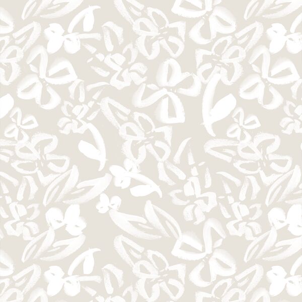 Painted Floral in White on Cream