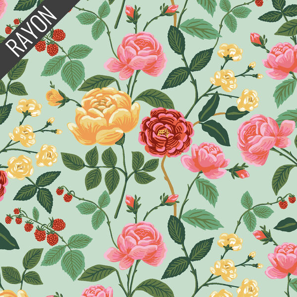 Roses Rayon in Mint