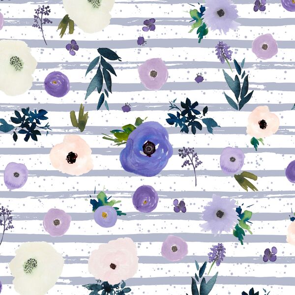 Drifting Blooms in Lilac Spatter Stripe