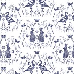 Meadow Damask in Indigo