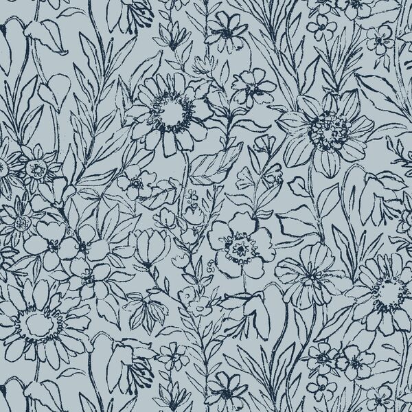 Sketched Garden in Inky Blue