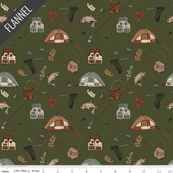 Let's Wander Gone Fishing Flannel in Forest