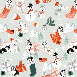 Holiday Huskies in Mist