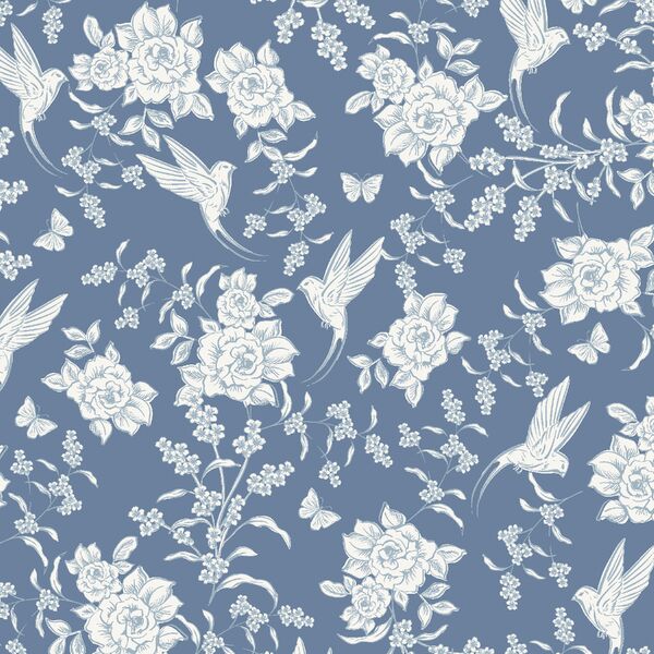 Aviary Toile in Blue Moon