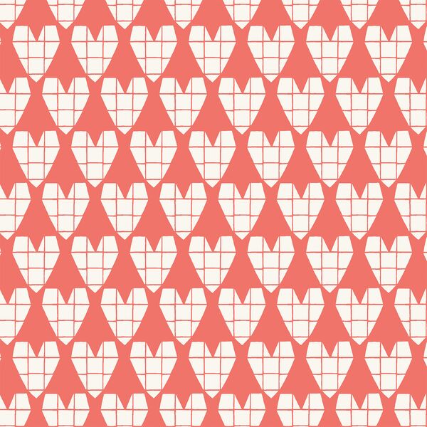 Origami Heart in Cream on Burnt Coral