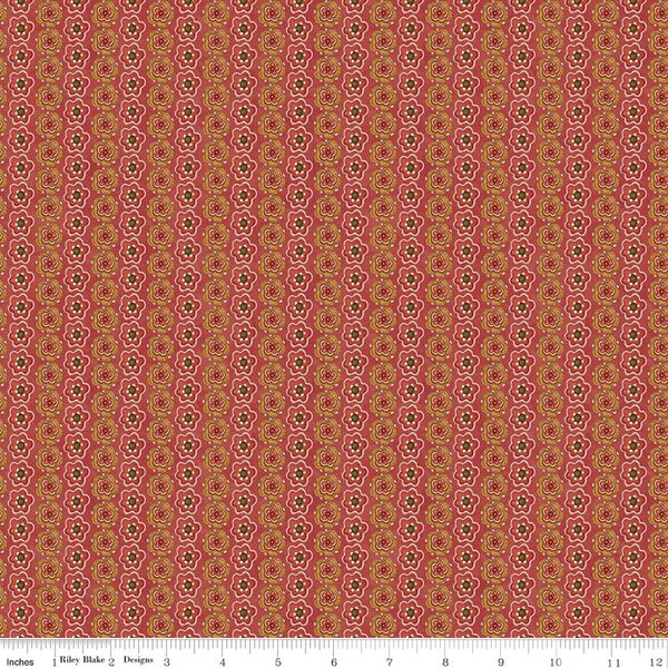 Floral Stripe in Red