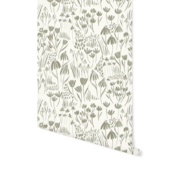 Forest Floral in Artichoke on Cream