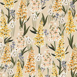 Vintage Foxgloves in Soft Oatmeal