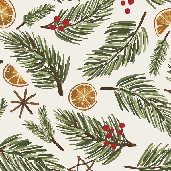 Large Festive Christmas in Pine Sprigs