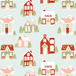 Christmas Cottages in Ice Blue