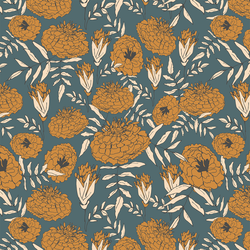 Marigold Garden in Marine Blue