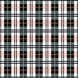 Plaid in Raven and Pink on White