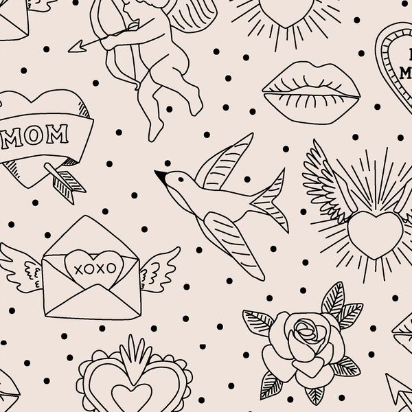 Large Vintage Linework in Ivory Blush