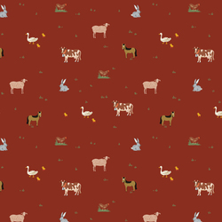 Farm Animals in Crimson