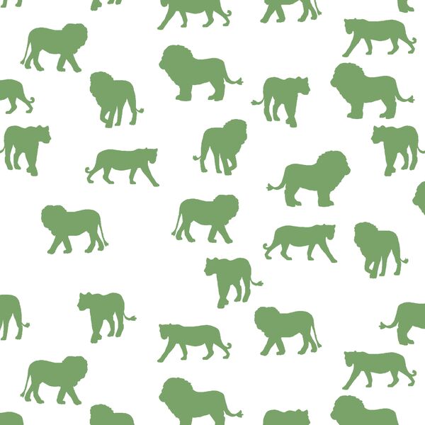 Lion Silhouette in Pistachio on White
