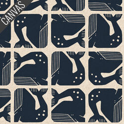 Grumpy Whale Canvas in Navy Unbleached