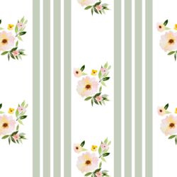 Floral Stripes in Succulent Green