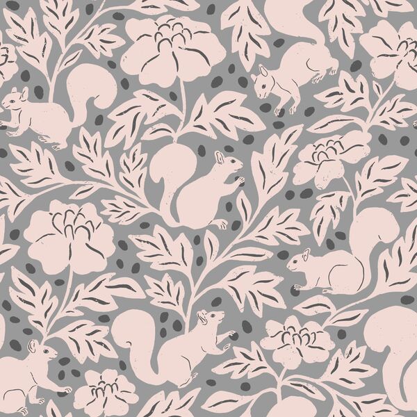 Squirrels and Acorns in Blue Gray