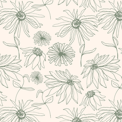 Aster Sketch in Leaf Green on Cloud