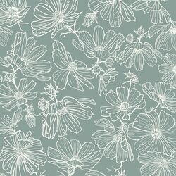 Floral Sketch in Pewter Blue