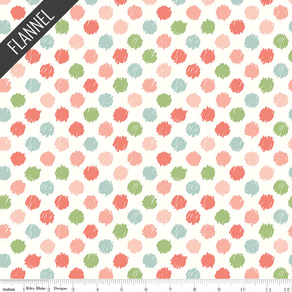 Dots Flannel in White
