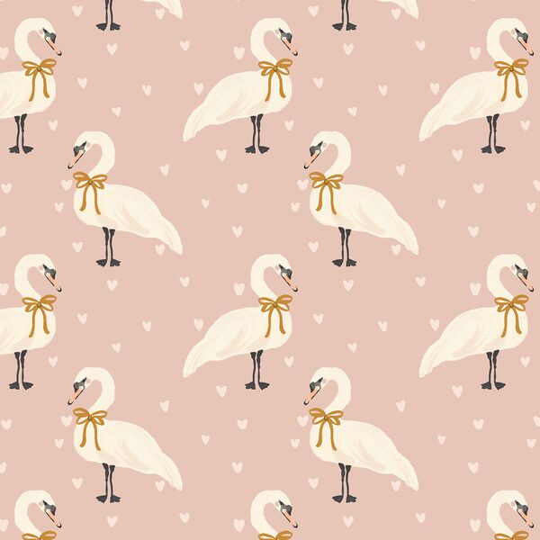 Love Bird Swans in Vintage Rose