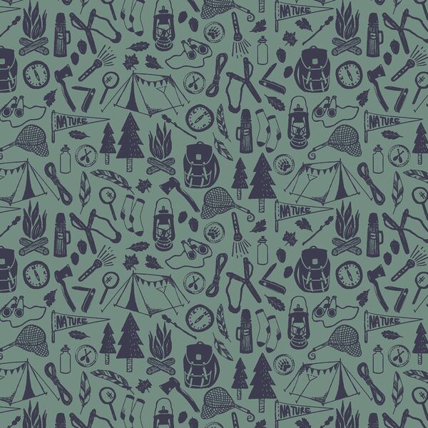 Camp Life Silhouette in Maritime Navy on Green Bay