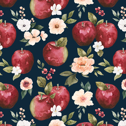 Apple Floral in Navy Blue