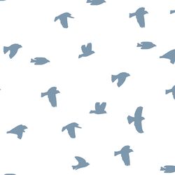 Flock Silhouette in Dusk on White
