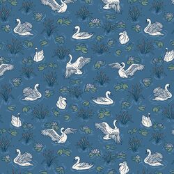 Swirling Swans in Azure