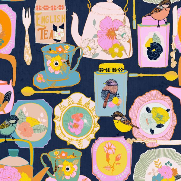A Tea Party in Midnight Blue