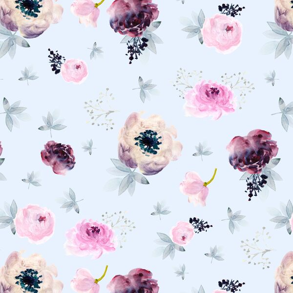 Painted Wildflowers in Soft Blue
