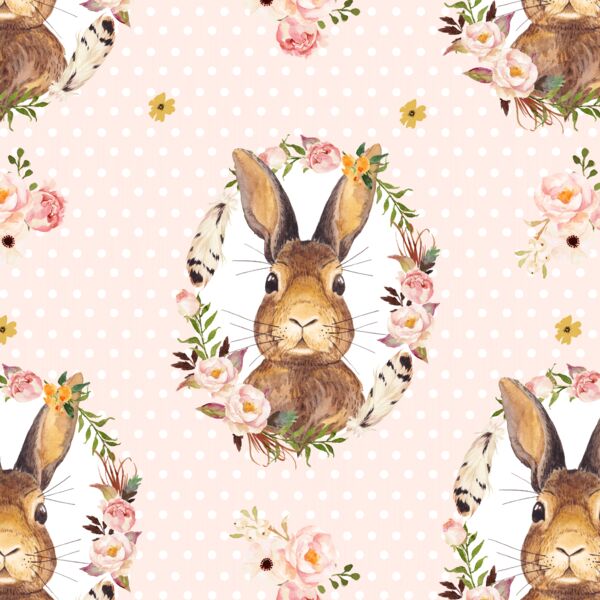 Bunny Love on Polka Dots in Pale Peach