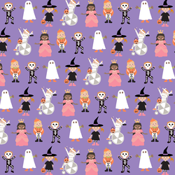 Small Halloween Kids in Purple Glow