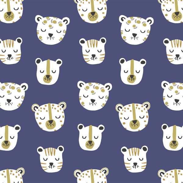 Jungle Cats in Indigo
