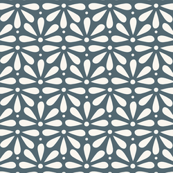 Large Stenciled Blooms in Navy Blue