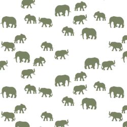 Elephant Silhouette in Olive on White