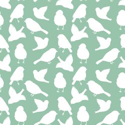 Spring Bird Silhouette in Green Willow