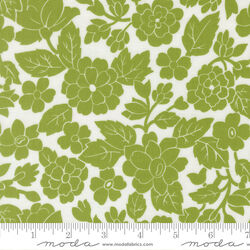 London Damask in White Leaf