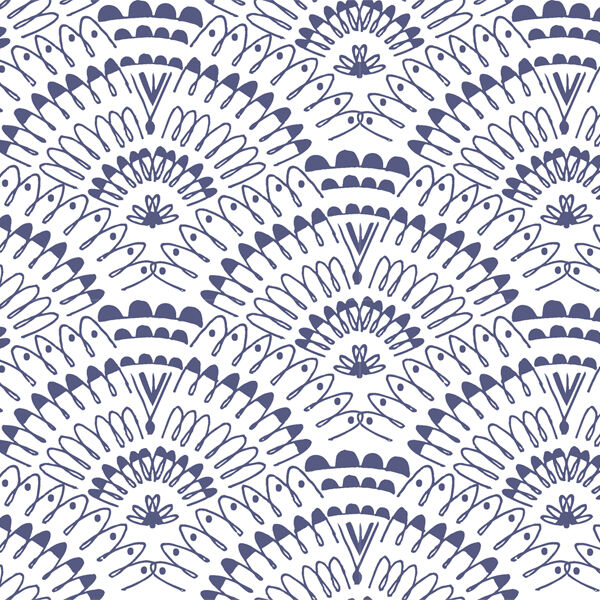 Fans in Indigo on White