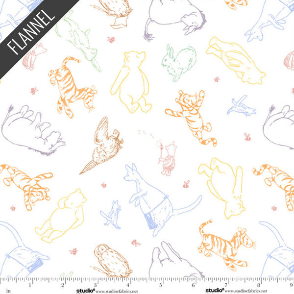 Character Drawings Flannel in Multi