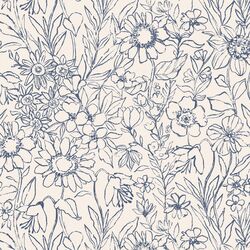 Sketched Garden in Evening Blue