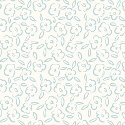 Painted Bloom in Airy Blue on Ivory
