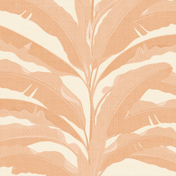 Large Palm in Coral on Light Cream