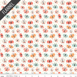 Butterflies Flannel in White