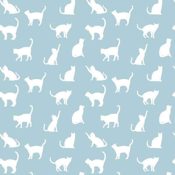 Cat Silhouette in Powder Blue