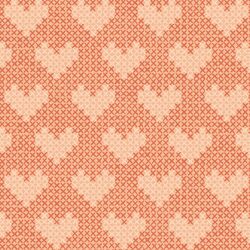 Cross Stitched Hearts in Peach Cream