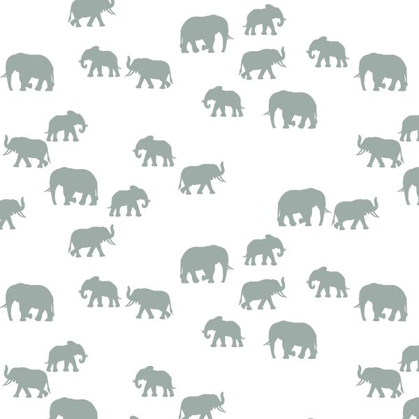 Elephant Silhouette in Eucalyptus in White