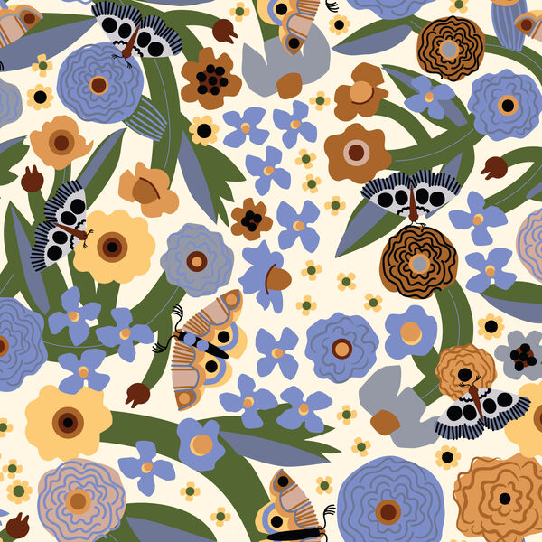 Moth Garden in Ivory Multi