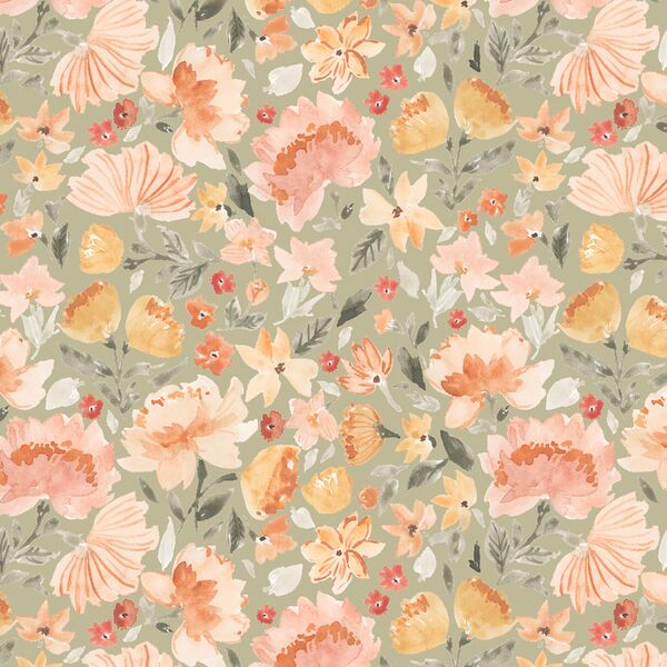 Painted Peonies in Light Sage